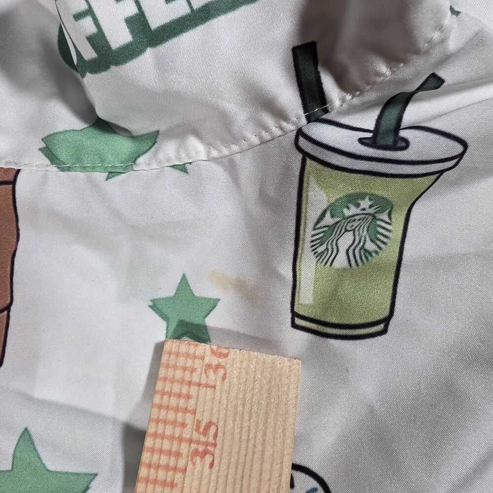 Starbucks Pajama Set Womens 3XL White But First Coffee Print Graphic Satin... - Picture 5 of 9
